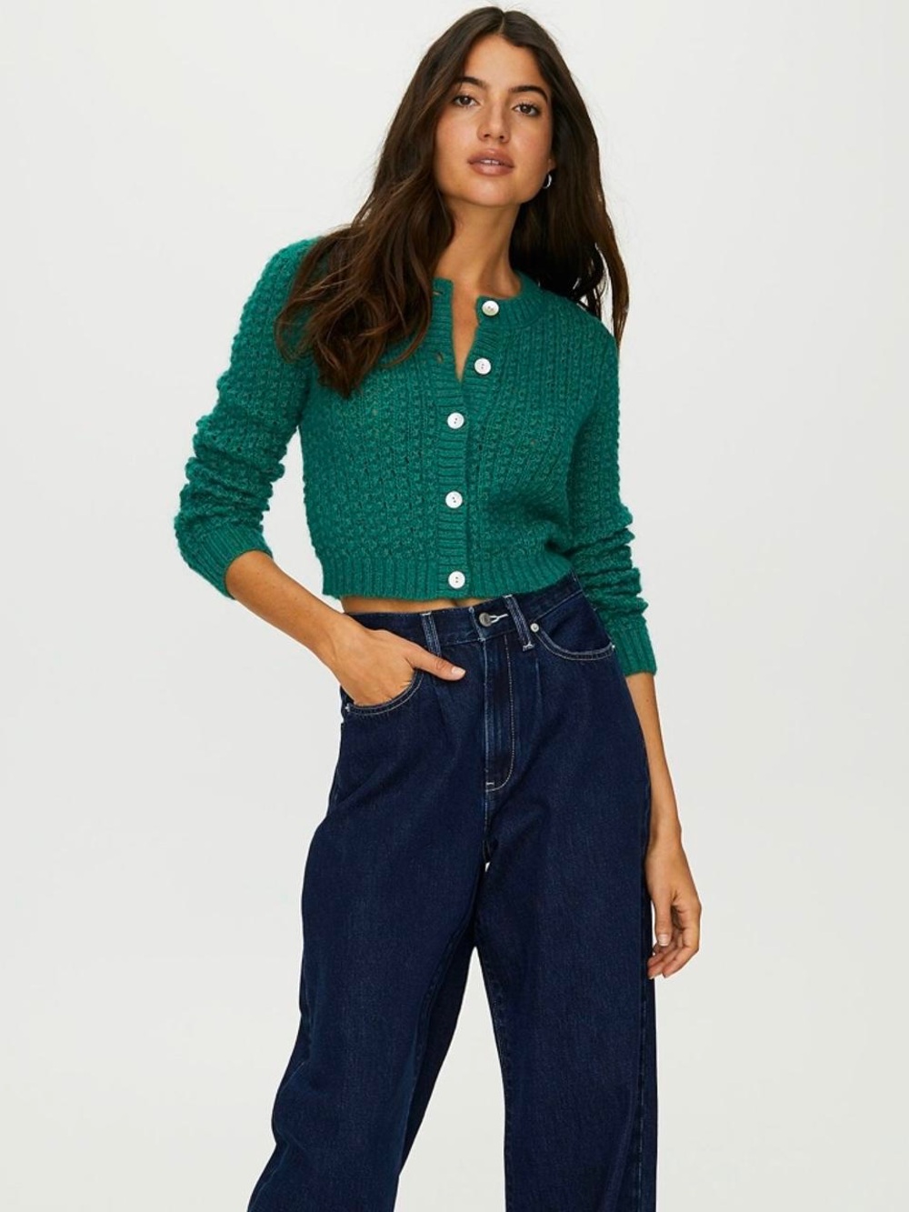 Aritzia Wilfred Free Fortune Cardigan - Emerald